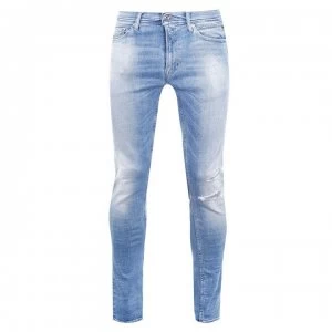 Image of Replay Washed Skinny Jeans Mens - Light Blue