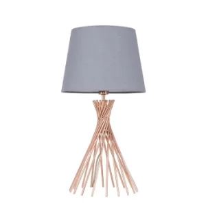Image of Gosforth Copper Table Lamp with Grey Aspen Shade