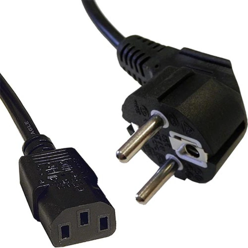 Image of Cablenet 2m Right Angle Schuko - IEC C13 Black PVC 0.75mm Power Leads