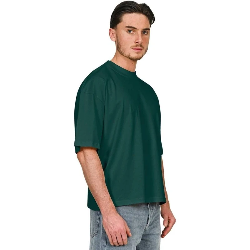 Image of Casual Classics Mens Combed Ringspun Cotton Boxy Oversized T-Shirt in Dark Green Size: XS Dark Green Male XS