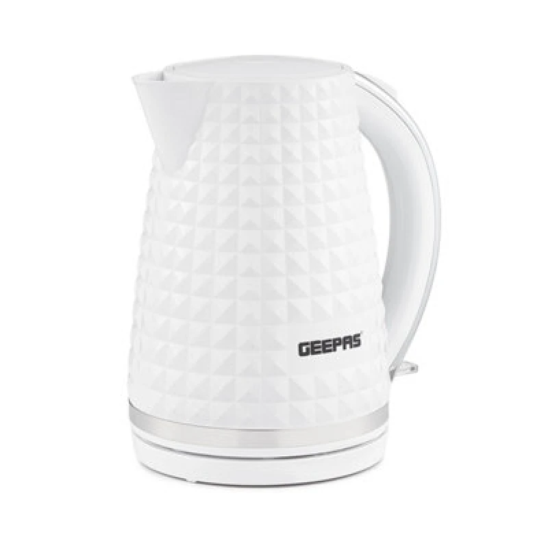 Image of Geepas Argyle 1.7L Cordless Electric Jug Kettle Textured Design Auto Shut Off 2200W White