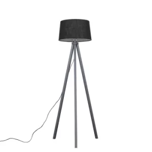 Image of Barbro Grey Tripod Floor Lamp With Black Doretta Shade