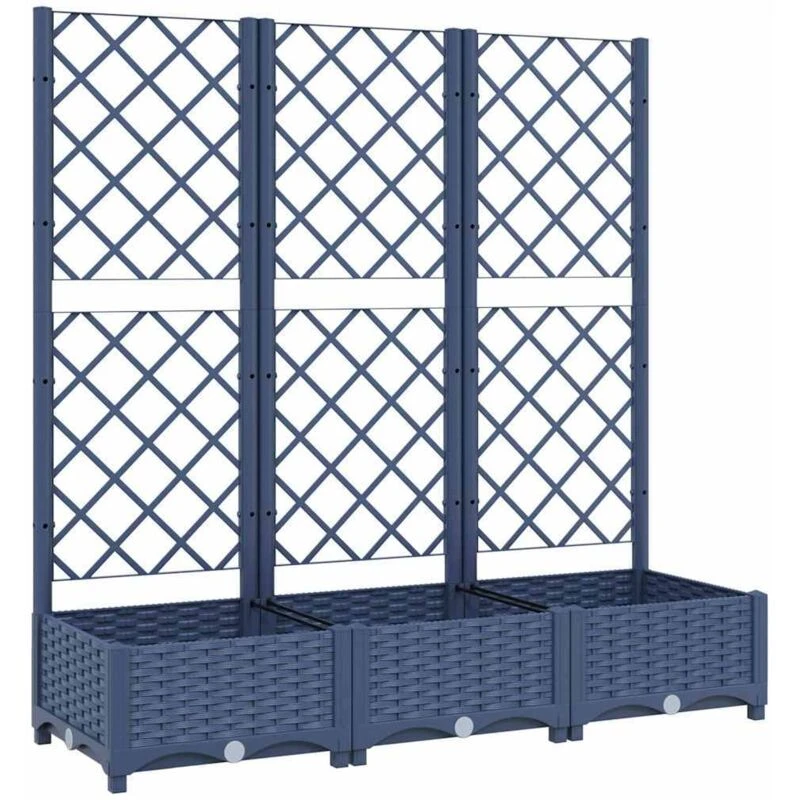 Image of vidaXL Garden Planter w/ Trellis Dark Grey 120x40x121.5cm PP, Grey 318252