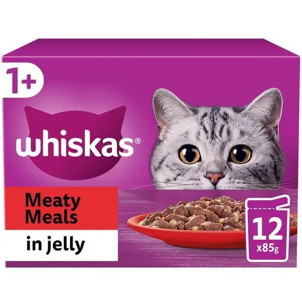 Image of Whiskas 1+ Adult Meaty Meals in Jelly Cat Food 12 x 85g