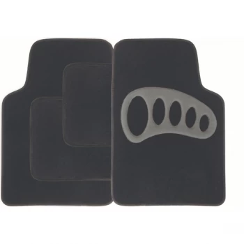 Image of Streetwize Carpet Mat Set - 4 Piece Black with Grey Heel Pad