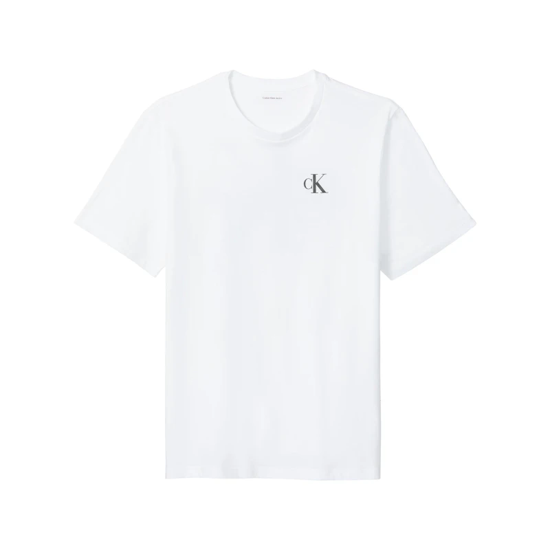 Image of Calvin Klein Jeans Mens Mono Back Print T-Shirt Bright White male S