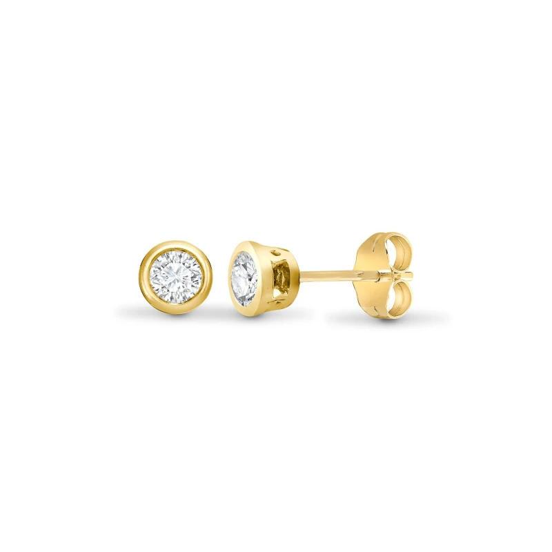 Image of Jewelco London 18ct Gold 0.35ct Diamond Solitaire Stud Earrings - 18E009-035 Gold female