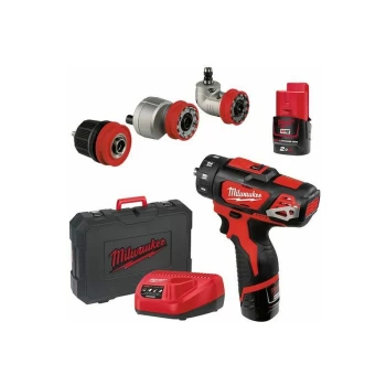 Image of M12 BDDXKIT-202C 4-in-1 Cordless Drill Driver 2 x 2.0Ah Batteries - Milwaukee