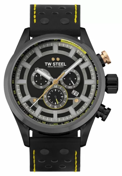 Image of TW Steel SVS207 Volante Fast Lane Black Leather Strap Watch