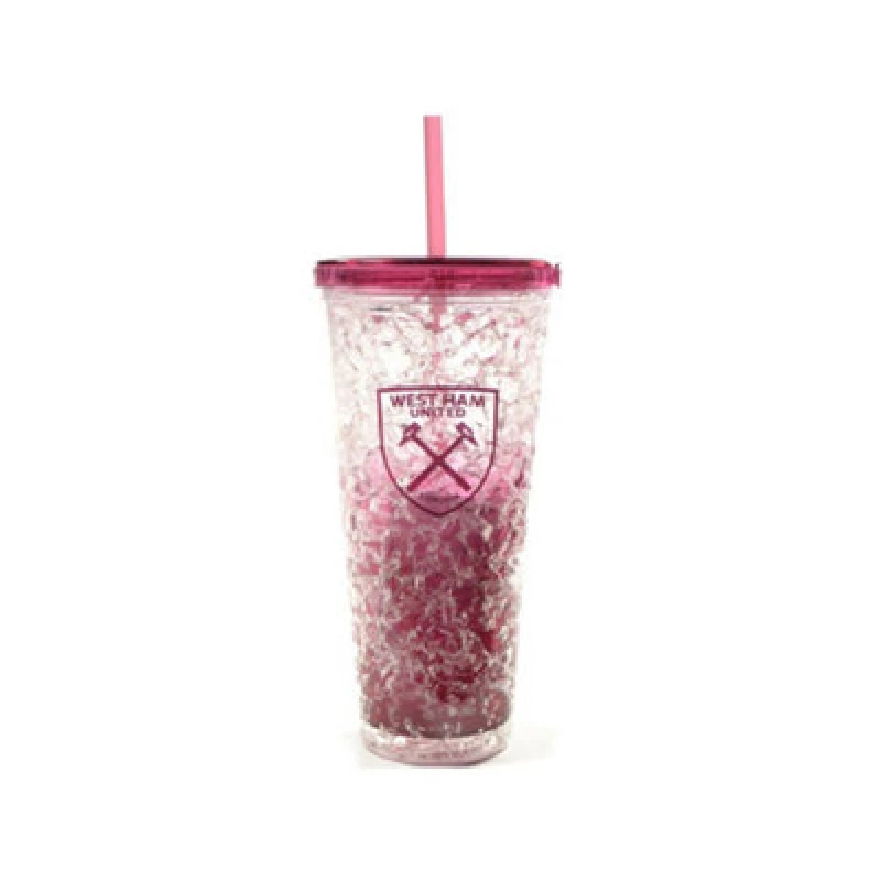 Image of West Ham United FC West Ham United FC Crest 600ml Freezer Cup With Straw in Maroon Maroon One Size Unisex 5063470356164