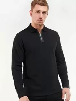 Image of Barbour International Volt Zip Long Sleeve Polo Shirt, Black Size M Men