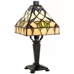 Image of Mini Tiffany Glass LED Table Lamp - Dark Bronze Effect - Needs 40W E14 Golf Bulb