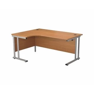 Image of TC Office Start Silver Cantilever Frame Left Hand Crescent Desk 1800x1200mm, Oak