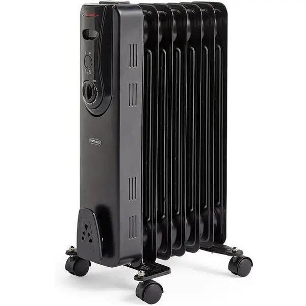 Image of VonHaus 7 Fin 1500W Oil Filled Radiator - White - Black One Size