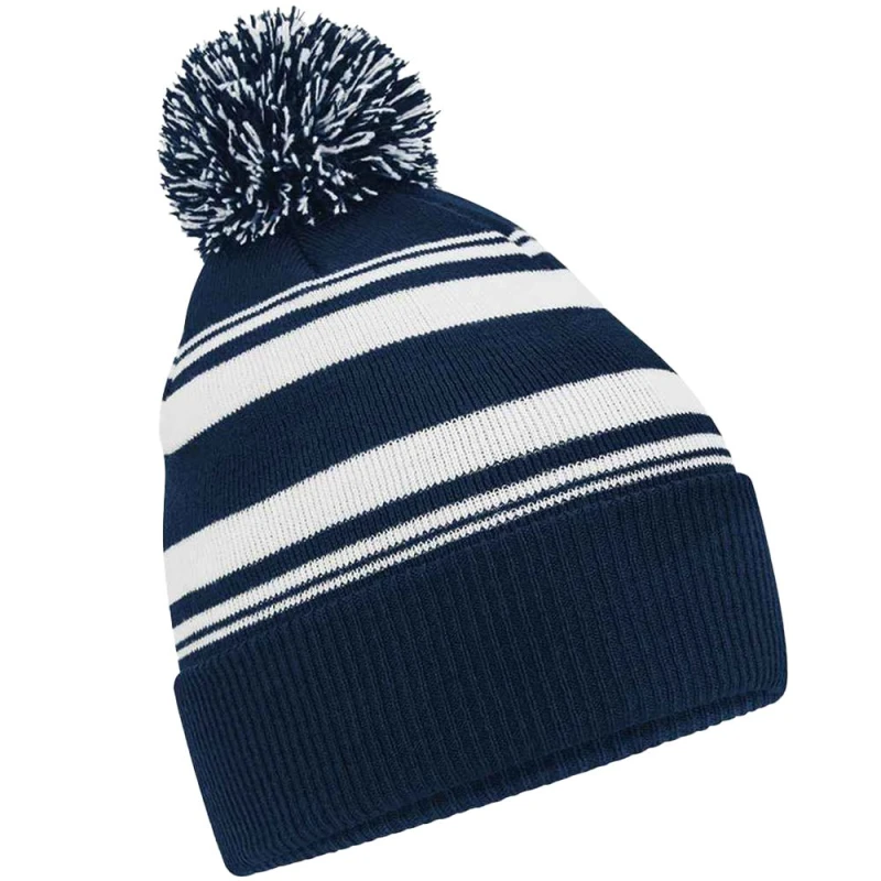 Image of Beechfield Beechfield Men Fan Striped Beanie in Mid Navy Mid Navy One Size Male 5063425854264
