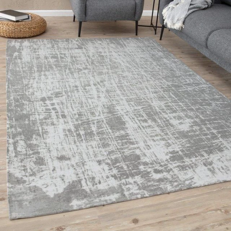 Image of THE RUGS Washable Rugs for Living Room Kitchen Bedroom Abstract Design Grey Machine Washable Area Rugs & Runners 6921 Size: 200cm x 290cm Grey Uni