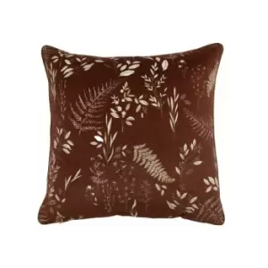 Image of Furn Fearne Botanical Print Cushion Cover, Brick, 50 x 50 Cm