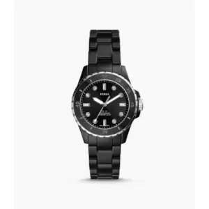 Image of Fossil Womens Fb-01 Three-Hand Ceramic Watch - Black