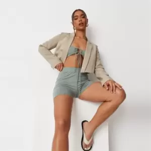 Image of Missguided Petite High Waisted Shorts - Green