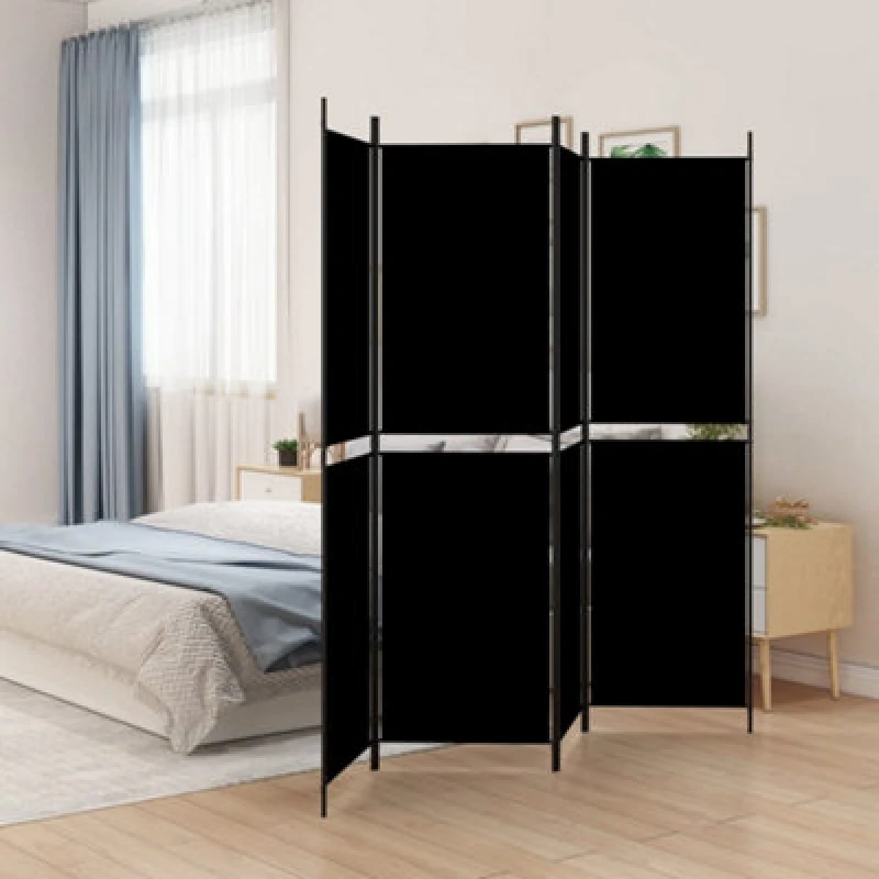 Image of Vidaxl 4-Panel Room Divider Black 200X200 Cm Fabric Room Dividers