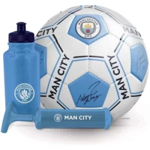 Image of Manchester City FC Signature Gift Set size 5 football with bottle and pump