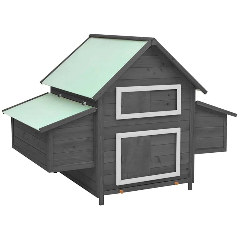 Image of VIDAXL Vidaxl - Chicken Coop Grey and White 150x96x110cm Solid Firwood 8720286642290