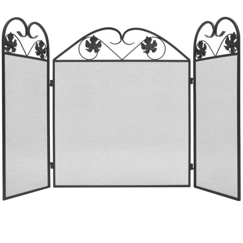 Image of VIDAXL 3-panel Fireplace Screen Iron Black Vidaxl 242005fr