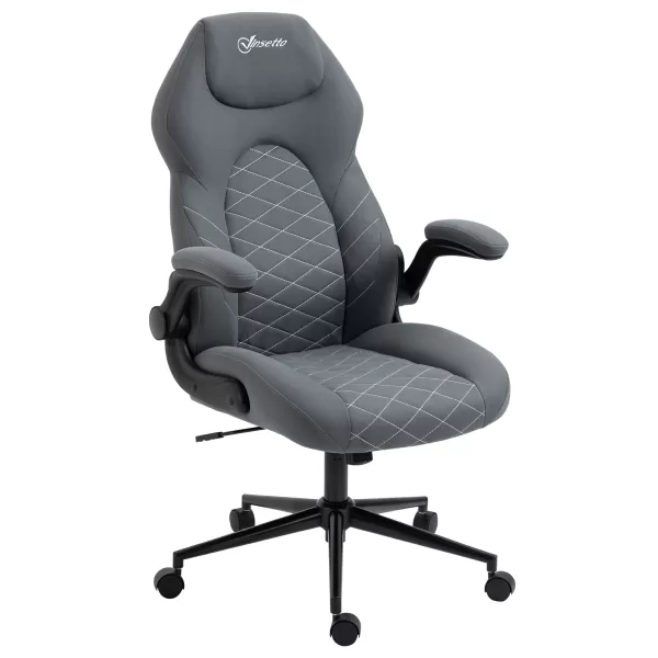Image of Vinsetto Home Office Desk Chair, Computer Chair with Flip Up Armrests, Swivel Seat and Tilt Function, Dark Grey