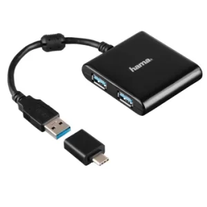 Image of Hama 1:4 USB 3.1 Hub incl. USB-C Adapter, Bus-Powered, Black