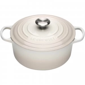 Image of Le Creuset Signature Cast Iron Round Casserole Dish - 24cm - Meringue