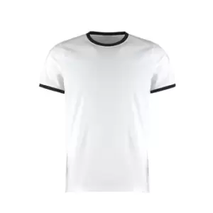 Image of Kustom Kit Mens Fashion Fit Ringer T-Shirt (M) (White/Black)