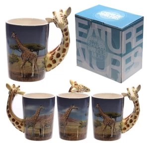 Image of Ceramic Safari Printed Mug with Giraffe Head Handle