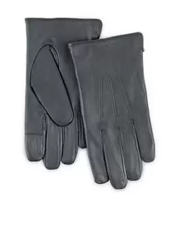 Image of Totes Isotoner Water Repellent 3 Point Leather Glove With Smart Touch, Grey, Size L/Xl, Men