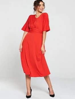 Image of Ted Baker Syrrina Cross Over Wrap Midi Dress, Bright Red, Size 3=12, Women