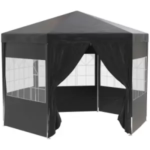 Image of Outsunny 3.9M Outdoor Gazebo Canopy Party Tent With 6 Removable Side Walls - Black