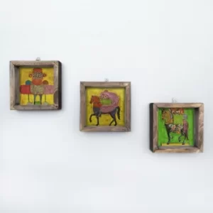 Image of UKZM003 Multicolor Decorative Framed MDF Painting (3 Pieces)