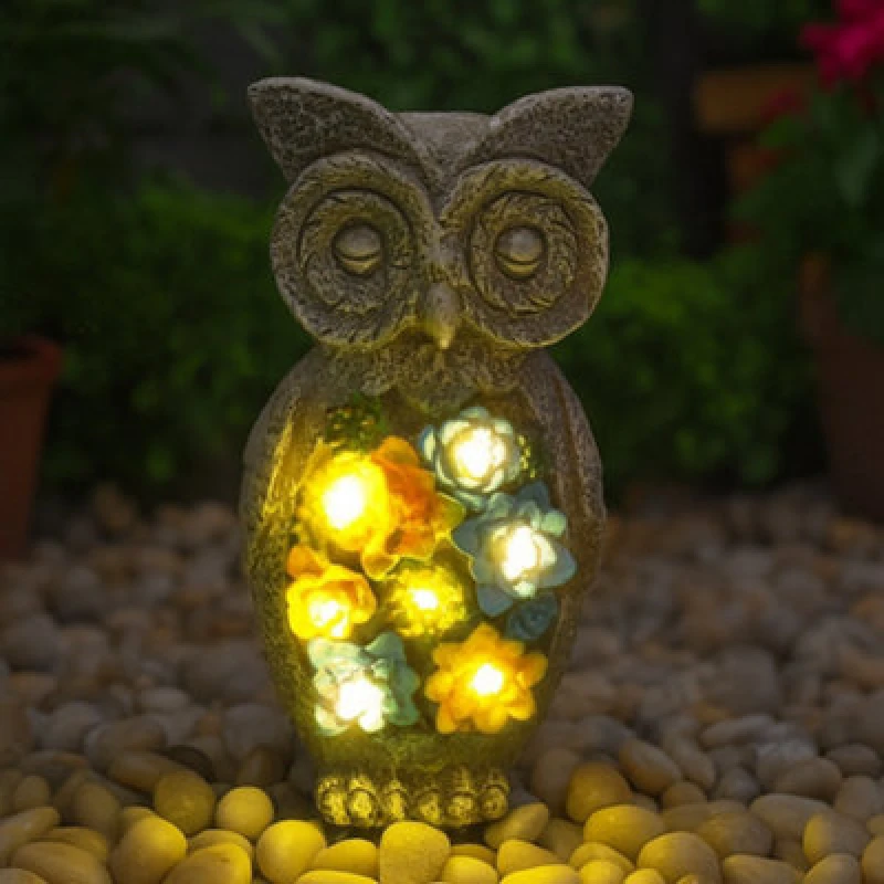 Image of ILFD Group Ltd Solar Owl Garden Ornament 23Cm / 9"