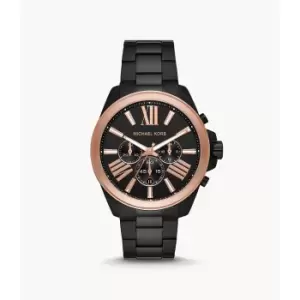 Image of Michael Kors Mens Wren Chronograph Black-Tone Stainless Steel Watch - Black