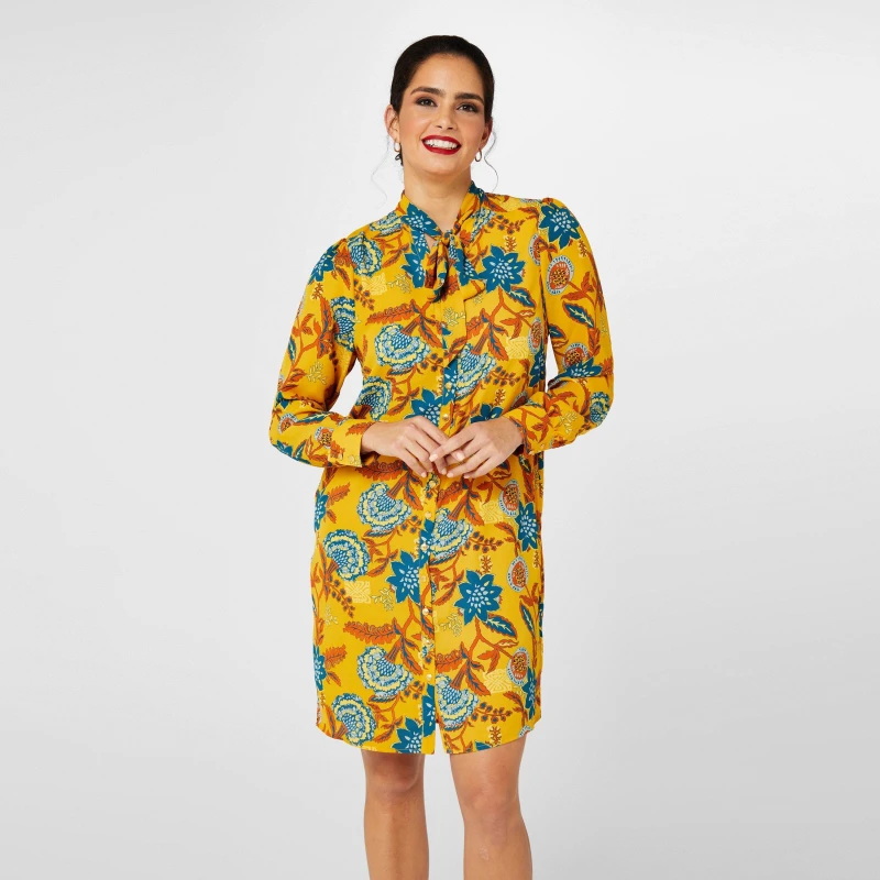 Image of Biba Biba Tie Neck Tunic - Multi Multi 8