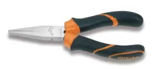 Image of Beta Tools 100BM Long Flat Knurled Nose Pliers 160mm BiMaterial Handle 010080036