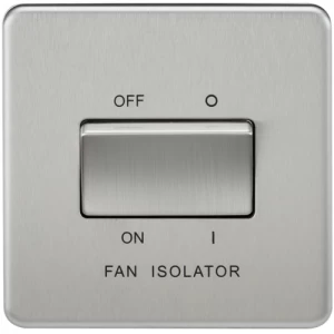 Image of KnightsBridge 10A 1G 3 Pole 230V Screwless Brushed Chrome Electric Fan Isolator Switch