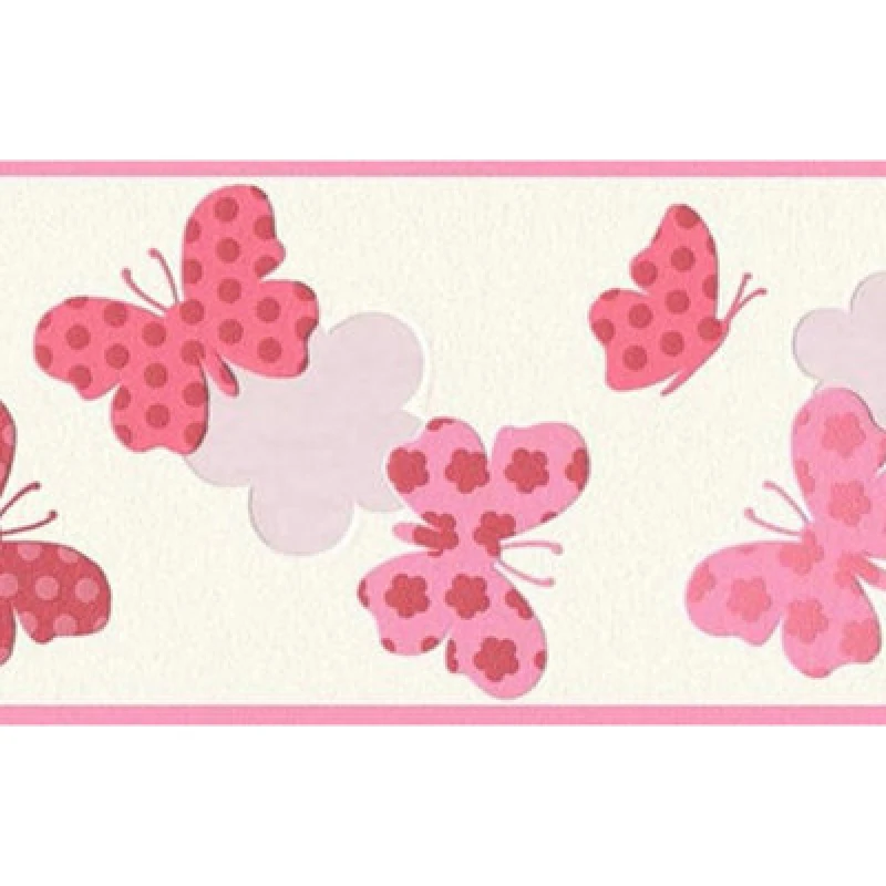 Image of As Creation Red And Pink Butterflies Border Wallpaper Paste The Paper