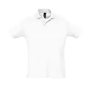 Image of SOLS Mens Summer II Pique Short Sleeve Polo Shirt (L) (White)