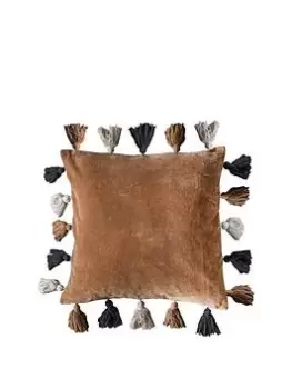 Image of Gallery Ottovallo Tassel Cushion - Camel