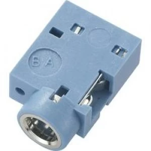 Image of 3.5mm audio jack Socket horizontal mount Number of pins 3 Stereo Blue Conrad Components