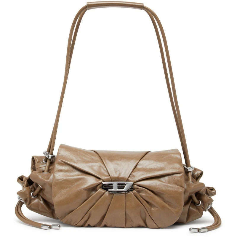 Image of Diesel Womens Scrunch Shoulder Bag Beige female One Size