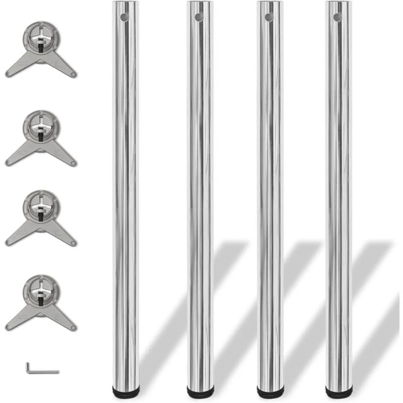Image of VIDAXL 4 Height Adjustable Table Legs Chrome 870 mm Vidaxl 8718475946496