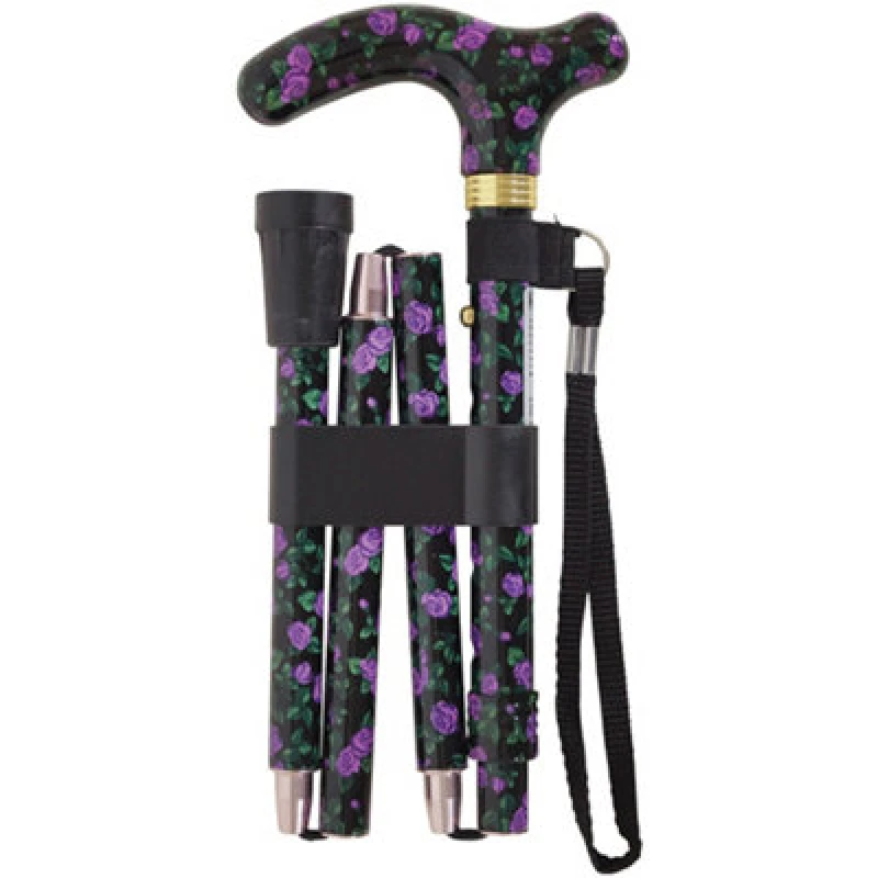 Image of Loops Deluxe Ambidextrous Foldable Walking Cane - 5 Height Settings - Magic Blossom Multi