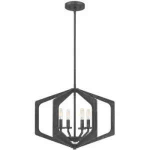 Image of Elstead Quoizel Vanguard Wire Frame Pendant Ceiling Light Old Black