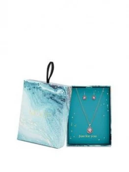 Image of Mood Rose Gold Plated Pink Crystal Cushion Necklace And Earring Set